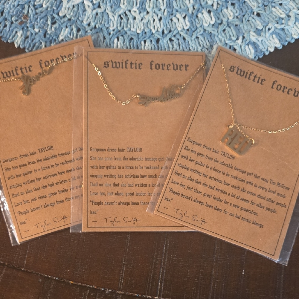 Set Of 3 Elegant Gold 'Swiftie Forever' Fashion Necklaces